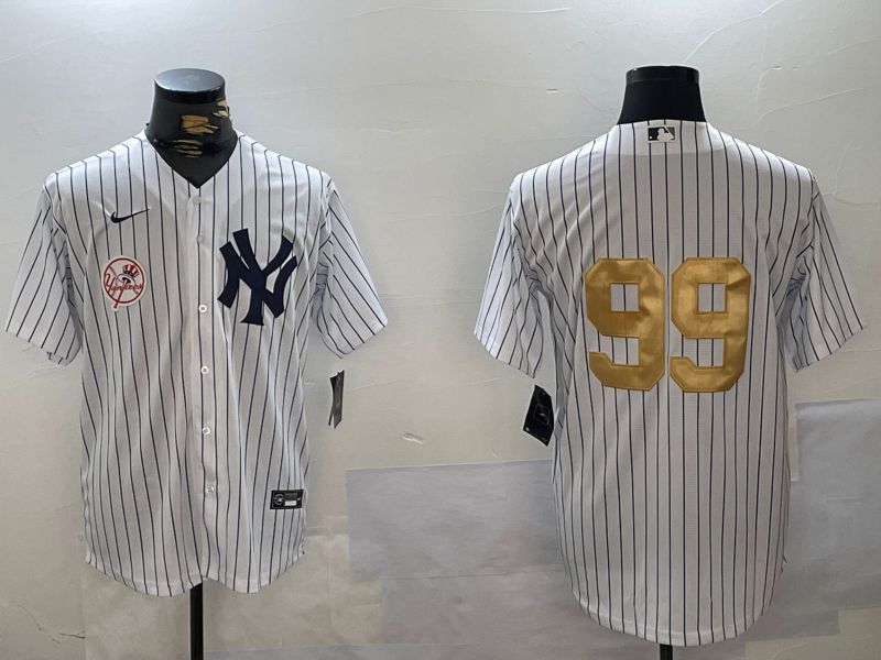 Men New York Yankees 99 Judge White Stripe Fashion Nike 2024 MLB Jersey style 11